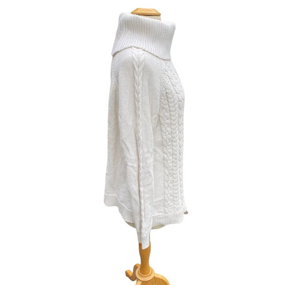 Tommy Bahama Cable Knit Turtleneck Sweater Cream Gold Metallic Sz L - Picture 6 of 14